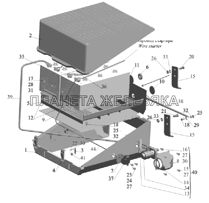 Установка аккумуляторных батарей 551605-3700008, 551605-3700008-700 МАЗ-6303A3, 6303A5